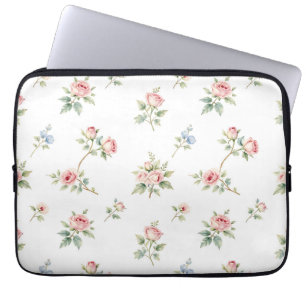 Romantic Watercolor Pink Roses Pattern Laptop Sleeve