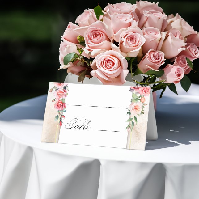 Romantic Watercolor Pink Roses Place Card (Creator Uploaded)
