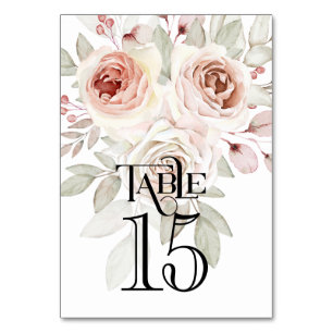Romantic Watercolor Rose Wedding Reception Table Number