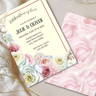 Romantic Watercolor roses Wedding Invitation