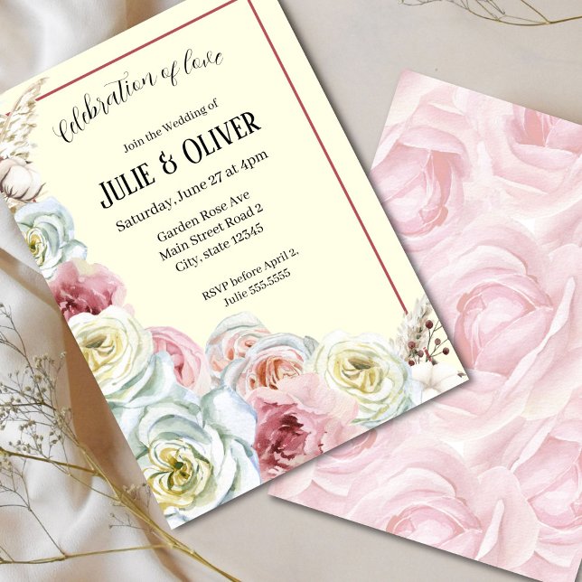 Romantic Watercolor roses Wedding Invitation (Creator Uploaded)
