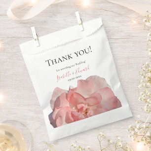 Romantic Watercolor Single Coral Rose Wedding Favour Bag