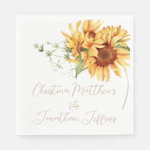 Romantic Watercolor Sunflowers Napkin