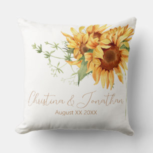 Romantic Watercolor Sunflowers Throw Pillow