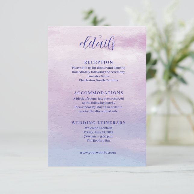 Romantic Watercolor sunset Wedding Enclosure Cards (Standing Front)