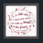 Romantic Watercolor Wedding Ring Bearer Box<br><div class="desc">"Go, little ring, to that same sweet who hath my heart in her domain." This beautiful ring box features the romantic quote from Chaucer in berry watercolor brushstroke font. Sweet alternative to a ring pillow and makes a lovely keepsake for the bride. Box measures 3x3. Shop matching Marsala wedding and...</div>