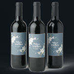 Romantic watercolor white flowers wedding custom wine label<br><div class="desc">Elegant and romantic customizable wine labels for your wedding reception, featuring a beautiful bouquet of white gentle watercolor flowers, over a classy slate grey background. Easily edit the template fields to add the bride and groom names in a modern white script, and your wedding date in a stylish all-caps font....</div>