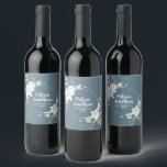 Romantic watercolor white flowers wedding custom wine label<br><div class="desc">Elegant and romantic customizable wine labels for your wedding reception, featuring a beautiful bouquet of white gentle watercolor flowers, over a classy slate grey background. Easily edit the template fields to add the bride and groom names in a modern white script, and your wedding date in a stylish all-caps font....</div>