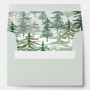 Romantic Watercolor Woodland Pattern Wedding  Envelope