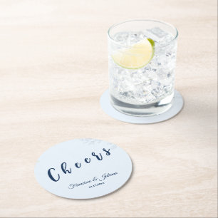 Romantic Waterfront Wedding Round Paper Coaster