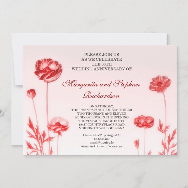 romantic wedding anniversary invitation (Front)