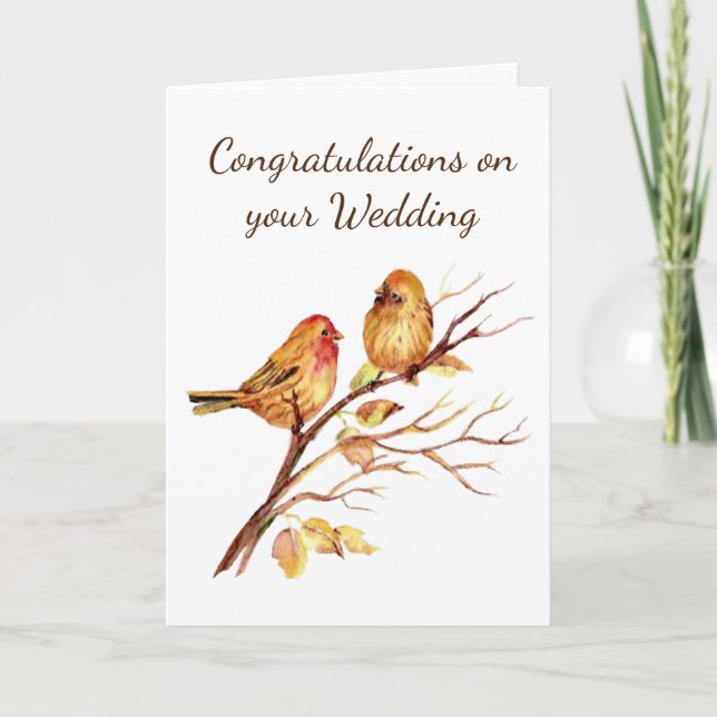 Romantic Wedding Bird Couple Congratulations Card (Front)