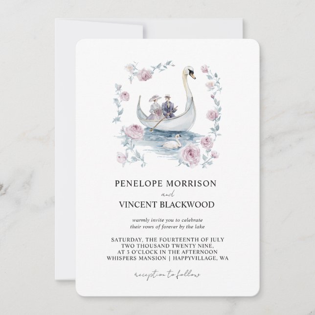 Romantic Wedding by the Lake Invitation (Front)