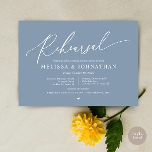 Romantic Wedding Ceremony and Dinner Rehearsal  Invitation