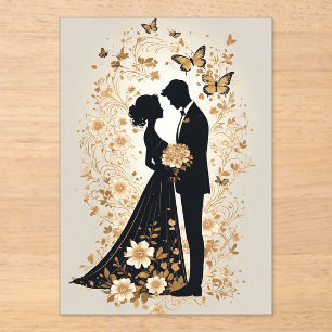 Romantic Wedding Couple in Elegant Gown Acrylic Invitations
