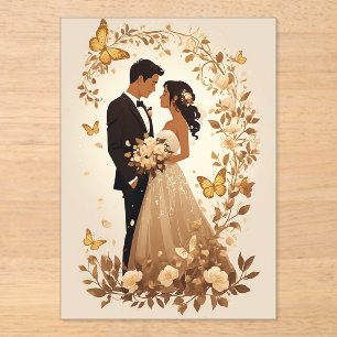 Romantic Wedding Couple in Elegant Gown Acrylic Invitations