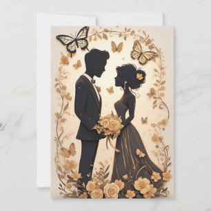 Romantic Wedding Couple in Elegant Gown Invitation