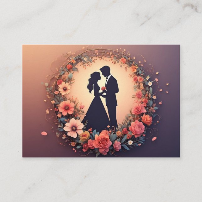 Romantic Wedding Couple Silhouette Enclosure Card (Front)