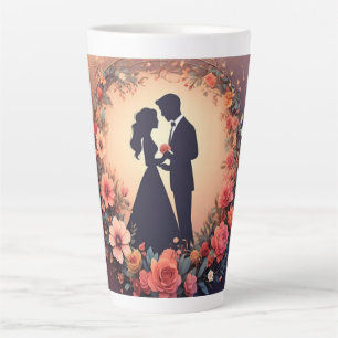 Romantic Wedding Couple Silhouette Latte Mug
