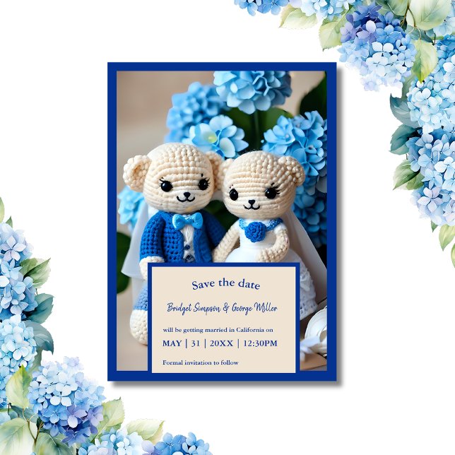 romantic wedding crochet couple safe the date card (Creator Uploaded)