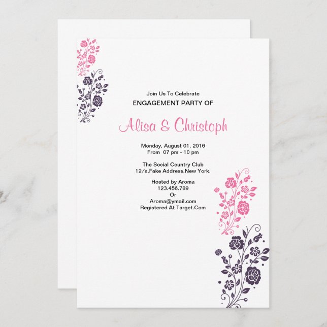 Romantic Wedding Engagement Card (Front/Back)