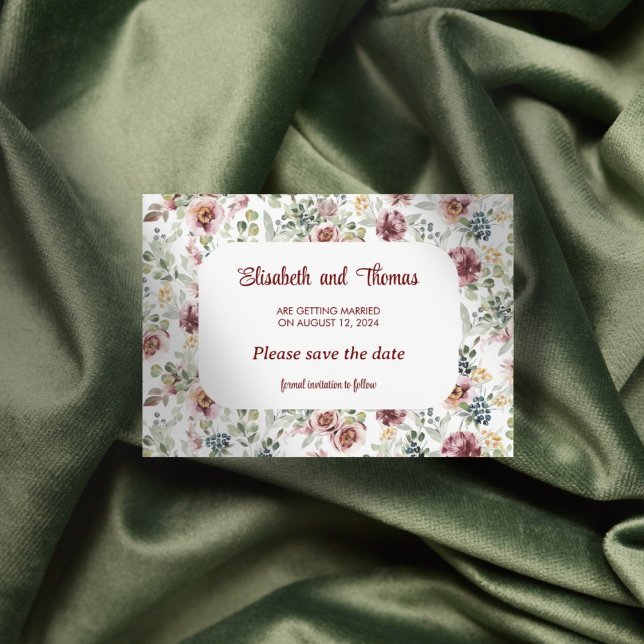Romantic wedding floral design save the date card  (Creator Uploaded)