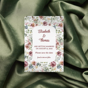 Romantic wedding floral design save the date card 