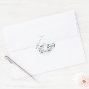 Romantic Wedding Hands Thank You Classic Round Sticker