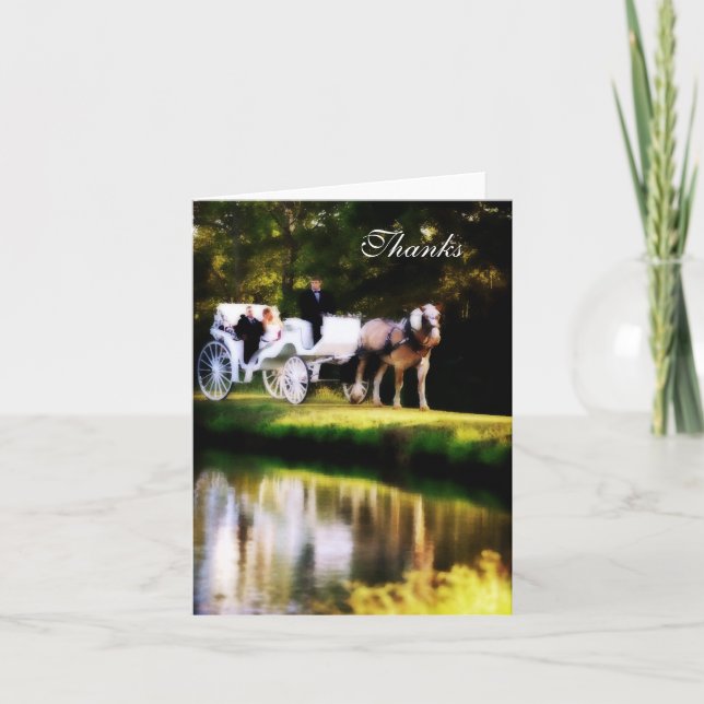 Romantic Wedding Horse Carriage Thank You Card (Front)