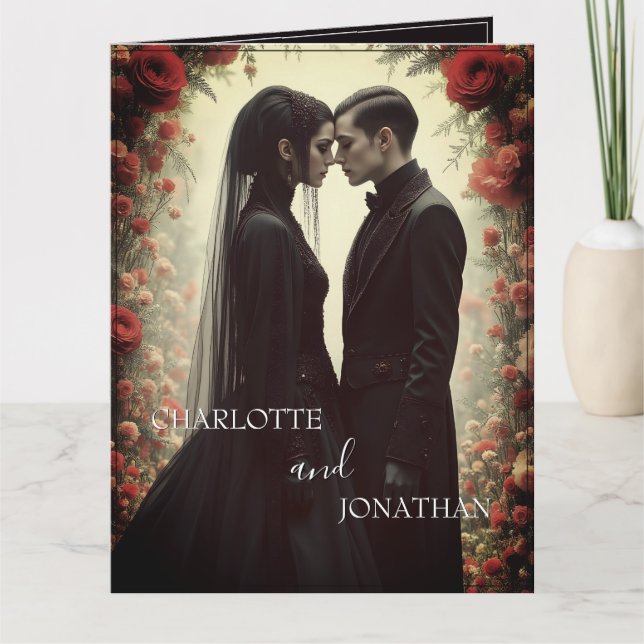 Romantic Wedding in Black Elegance Card (Front)