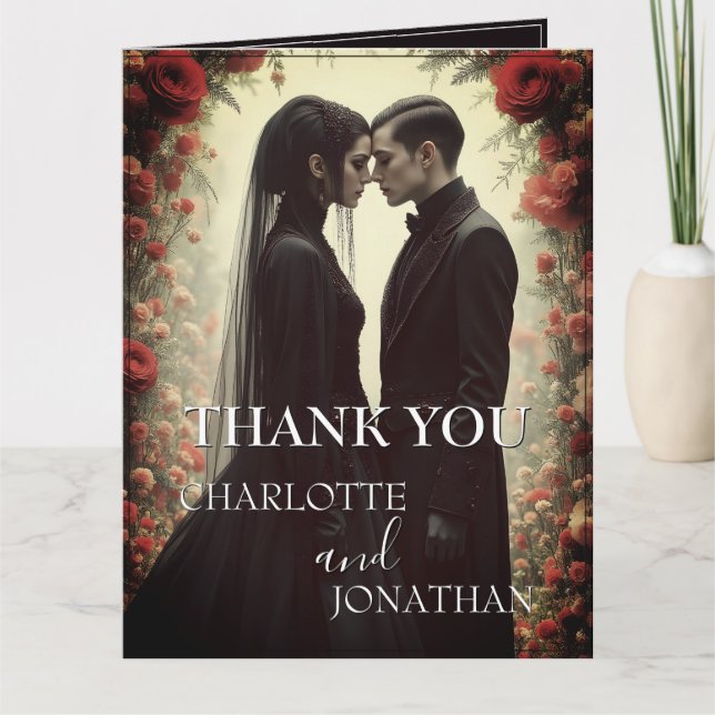 Romantic Wedding in Black Elegance Card (Front)
