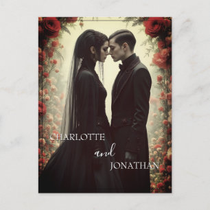 Romantic Wedding in Black Elegance Holiday Postcard