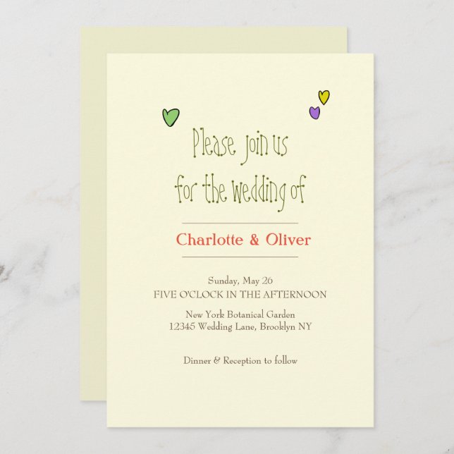 Romantic Wedding Invit Invitation (Front/Back)