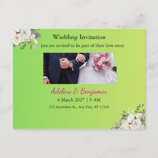 Romantic Wedding Invitation Postcard – Elegant & T