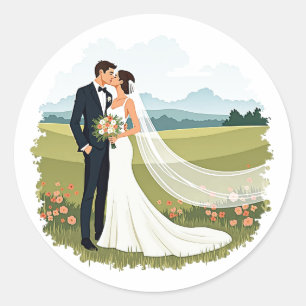 Romantic Wedding Kiss Sticker