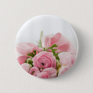 Romantic Wedding Love Soft Pink Flower Bouquet 2 Inch Round Button