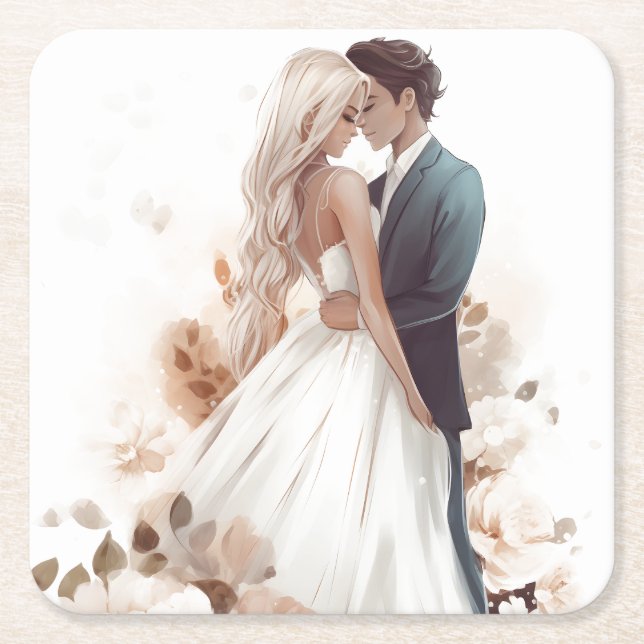 Romantic Wedding Paper Coaster (Front)