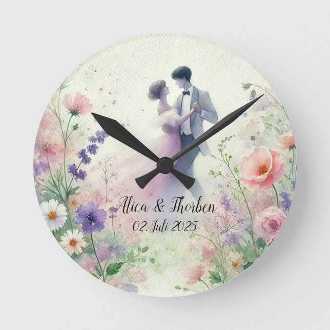 Romantic Wedding pastell Nr.1 Round Clock (Front)