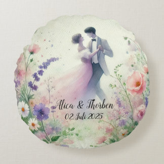 Romantic Wedding pastell Nr.1 Round Pillow