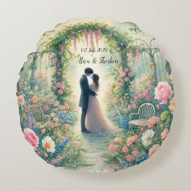 Romantic Wedding pastell Nr.3 Round Pillow (Front)