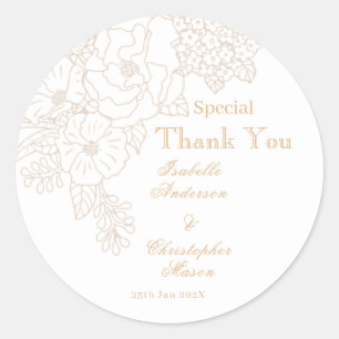 Romantic Wedding Peonies Delicate Ivory  Classic Round Sticker
