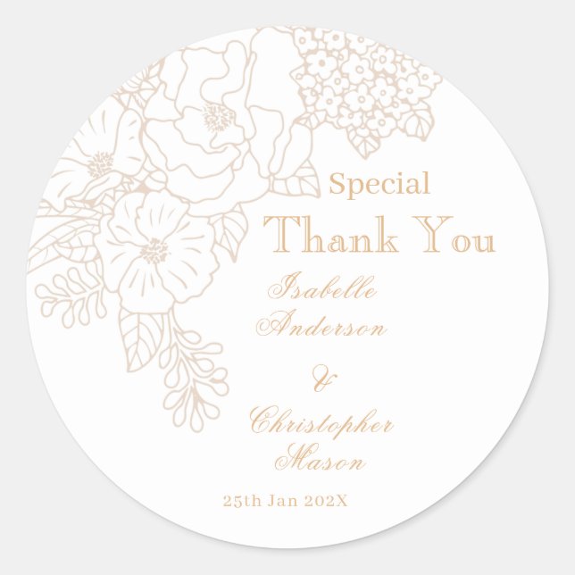 Romantic Wedding Peonies Delicate Ivory  Classic Round Sticker (Front)