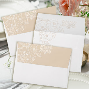 Romantic Wedding Peonies Delicate Ivory  Envelope