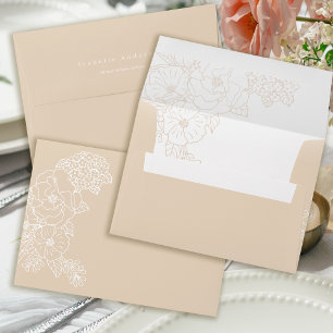 Romantic Wedding Peonies Delicate Ivory  Envelope