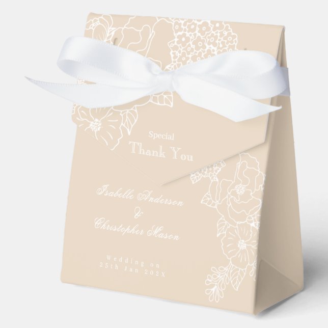 Romantic Wedding Peonies Delicate Ivory  Favor Box (Front)