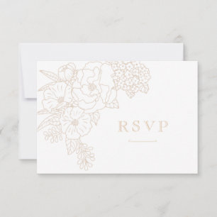 Romantic Wedding Peonies Delicate Ivory White RSVP Card