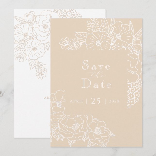 Romantic Wedding Peonies Delicate Ivory White Save The Date (Front/Back)