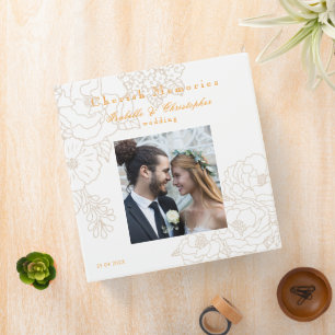 Romantic Wedding Peonies Photo Ivory White Binder