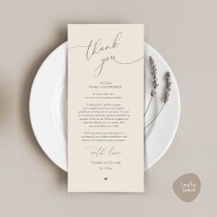 Romantic Wedding Place Setting Thank You Card