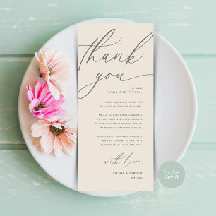 Romantic Wedding Place Setting Thank You Card